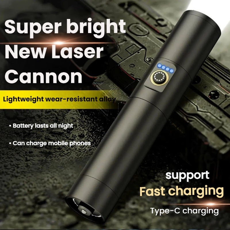 Outdoor Lighting Waterproof - Strong Light LED Flashlight Type-C Charging