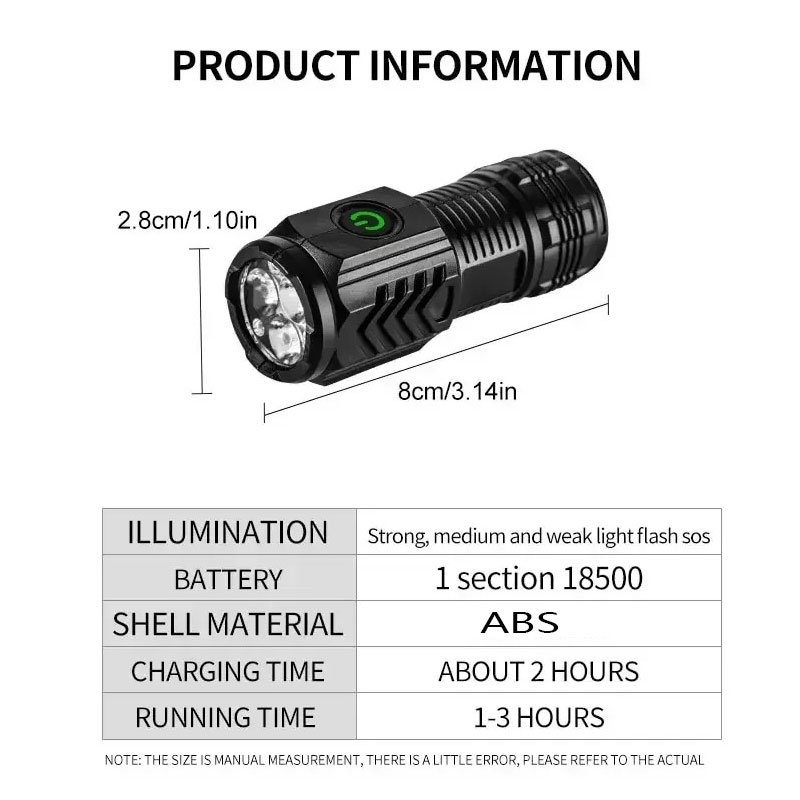 Mini 3LED Flashlight With Pen  - Outdoor Lighting Black review and price
