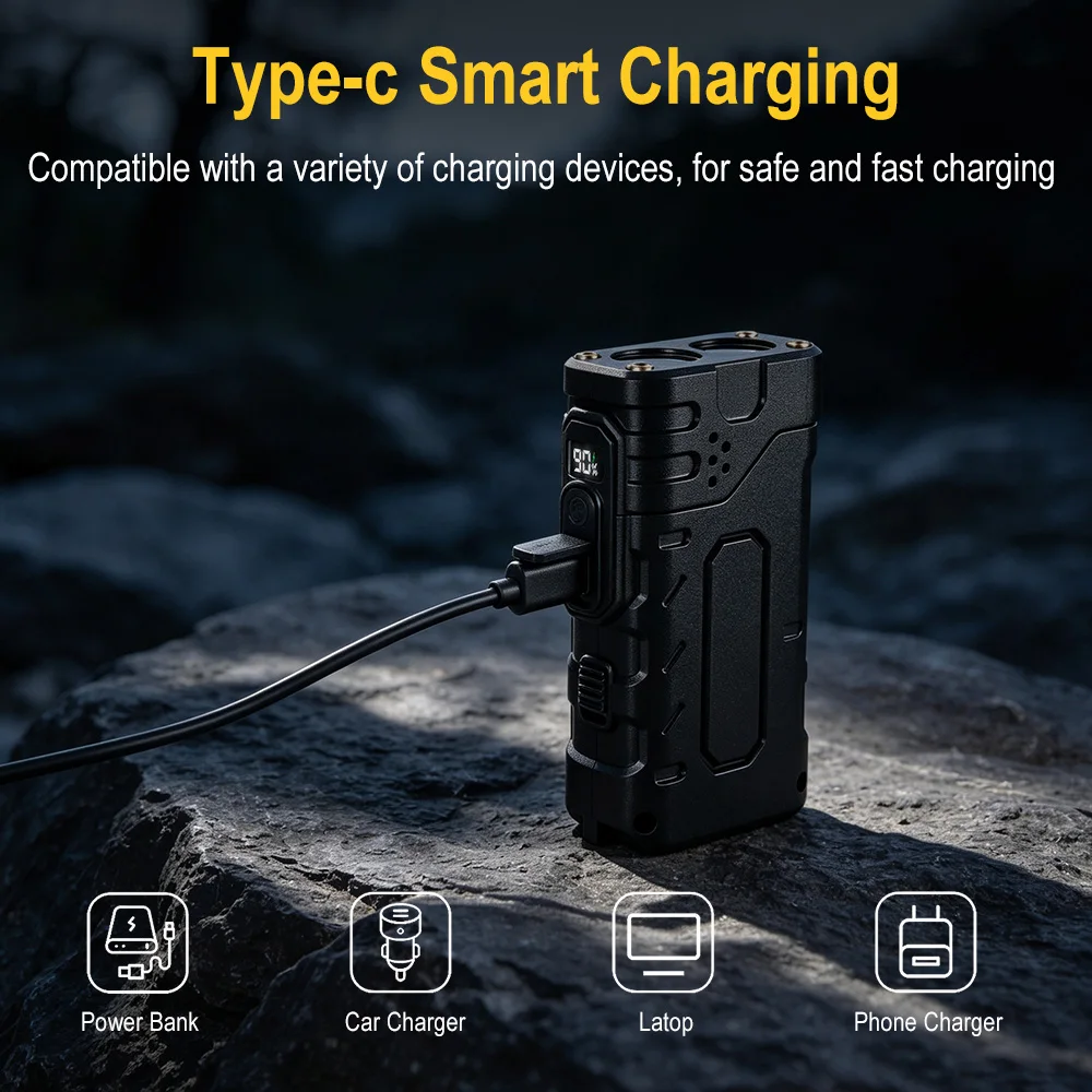 BORUIiT Hand Crank EDC LED Fla - Outdoor Lighting Black review and price
