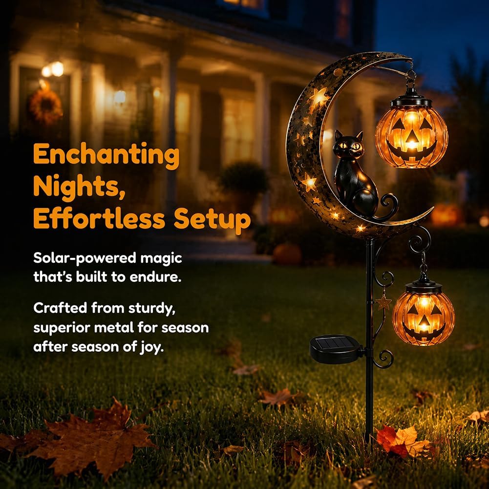 Solar Halloween Black Cat Pump - Outdoor Lighting Black review and price