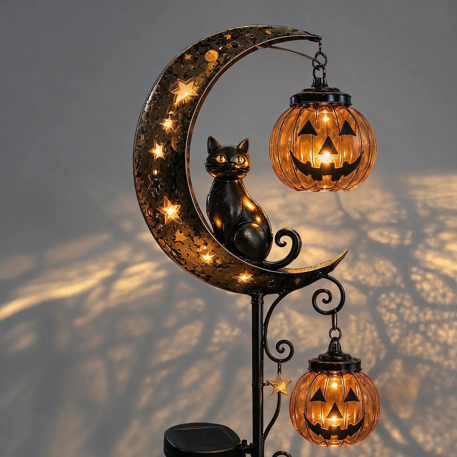 Solar Halloween Black Cat & Pu - Outdoor Lighting Black review and price